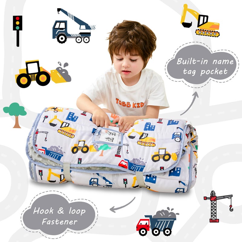 Lasoftan Toddler Nap Mat with Pillow and Blanket, Extra Large Rolled Napping Mats,Toddler Nap mats for Boys Girls, Truck - Image 3