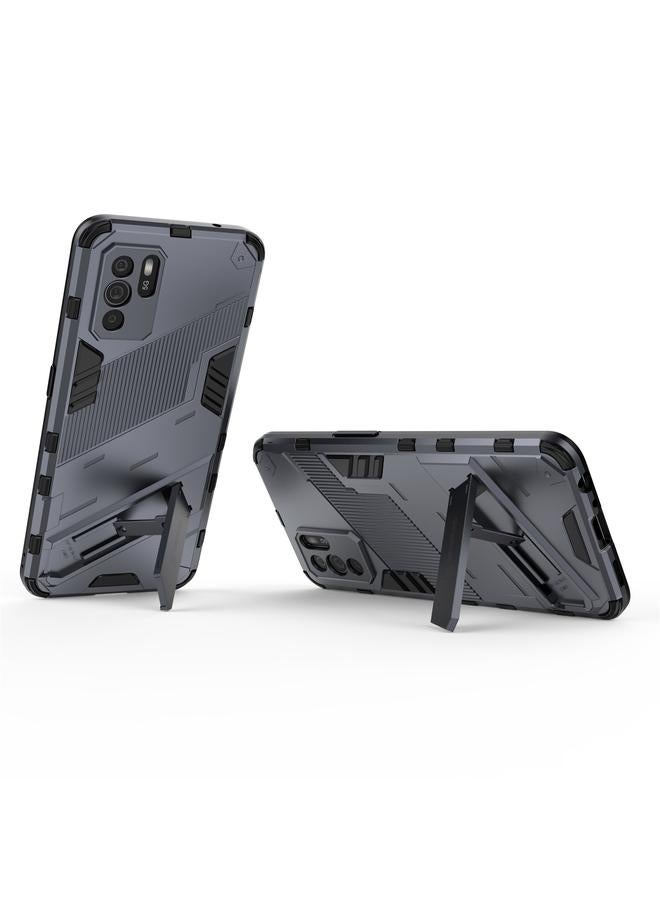 S-TOP Case For OPPO Reno6 Z Punk Armor 2 in 1 PC + TPU Shockproof Case with Invisible Holder - Image 4
