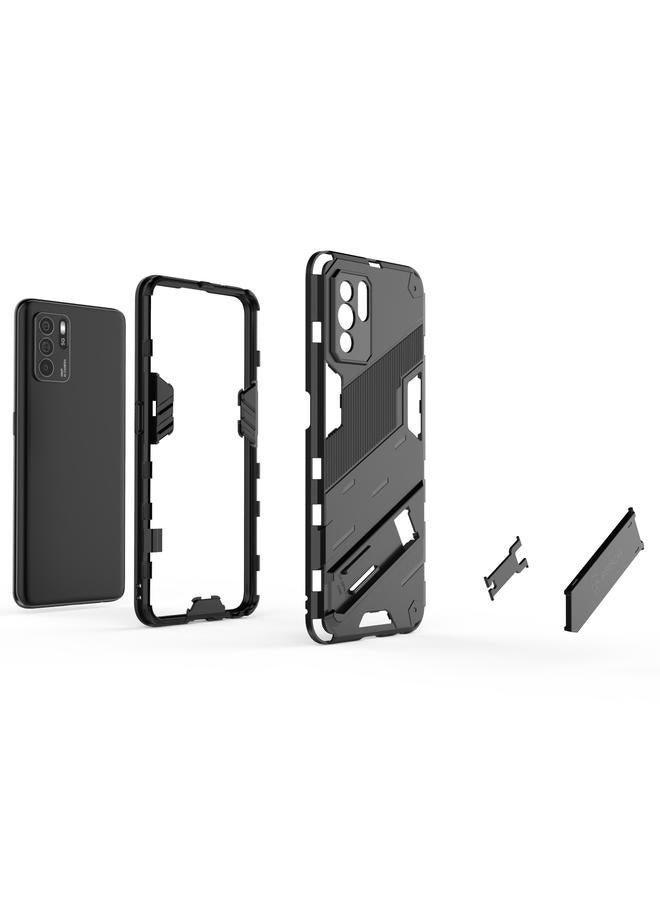S-TOP Case For OPPO Reno6 Z Punk Armor 2 in 1 PC + TPU Shockproof Case with Invisible Holder - Image 3