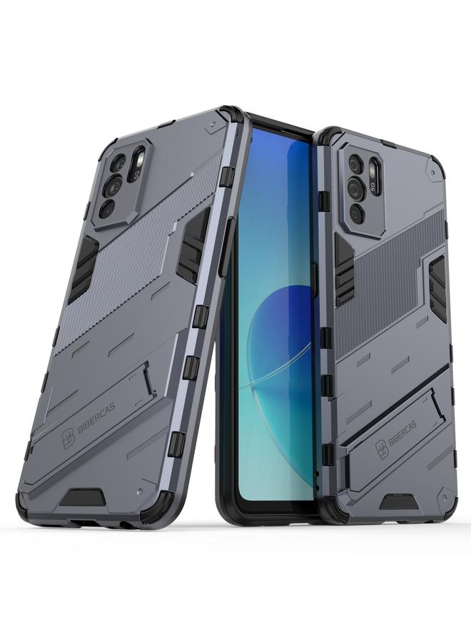 S-TOP Case For OPPO Reno6 Z Punk Armor 2 in 1 PC + TPU Shockproof Case with Invisible Holder - Image 2