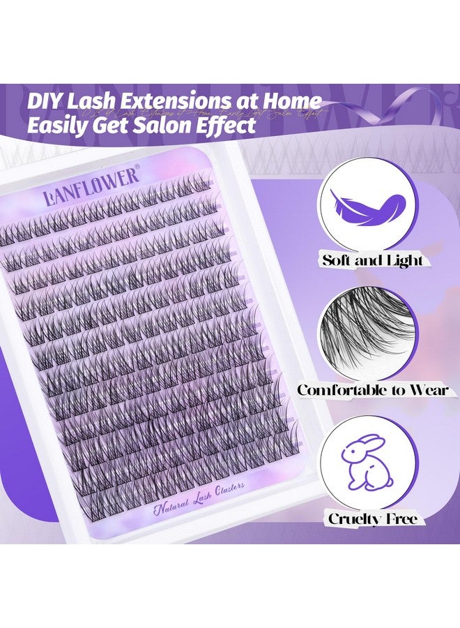 LANFLOWER Natural Lash Clusters Kit Wispy Lash Extension Kit Waterproof Lash Clusters C Curl Cluster Eyelash Extensions Kit 144pcs Individual Lashes 10-16mm Eyelash Extension Kit by Lanflower - Image 4