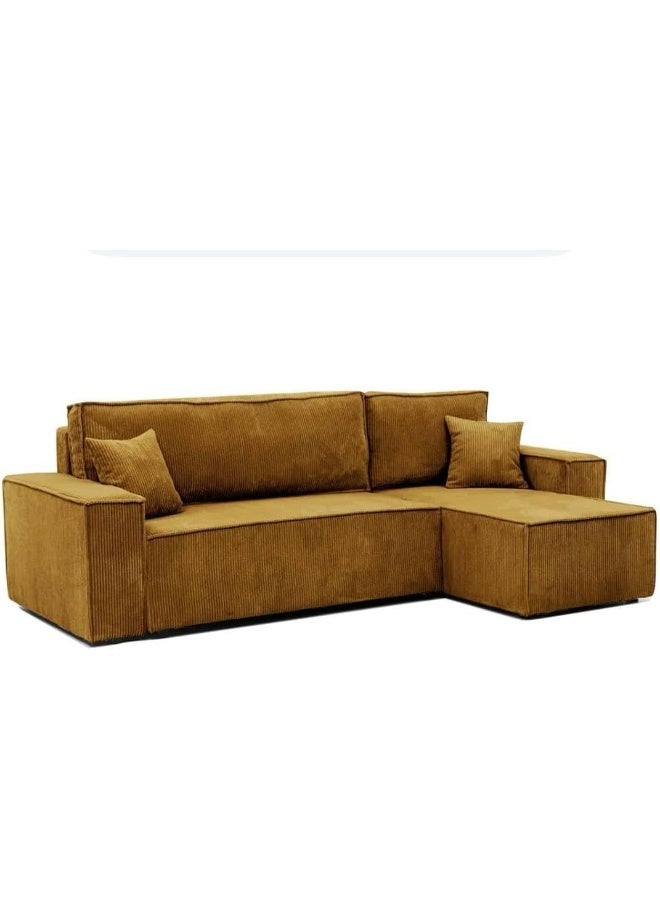 Modern Corduroy Sectional Sofa with Chaise - Image 1