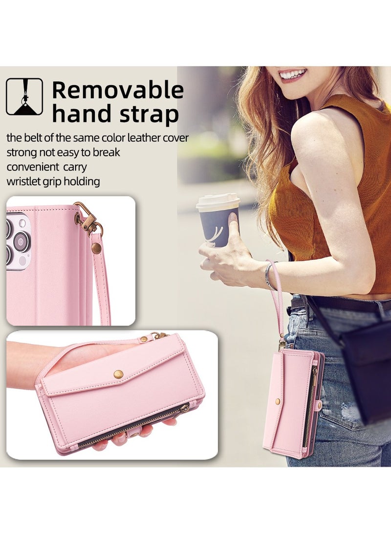 General Wallet Case for iPhone 15 Pro Max/15 Pro/15 Plus/15 with Women's Zipper Card Holder, Cross Slot Phone Case with Flap and Credit Card Holder Compatible with iPhone 15 Pro Max/15 Pro/15 Plus/15  - Image 5