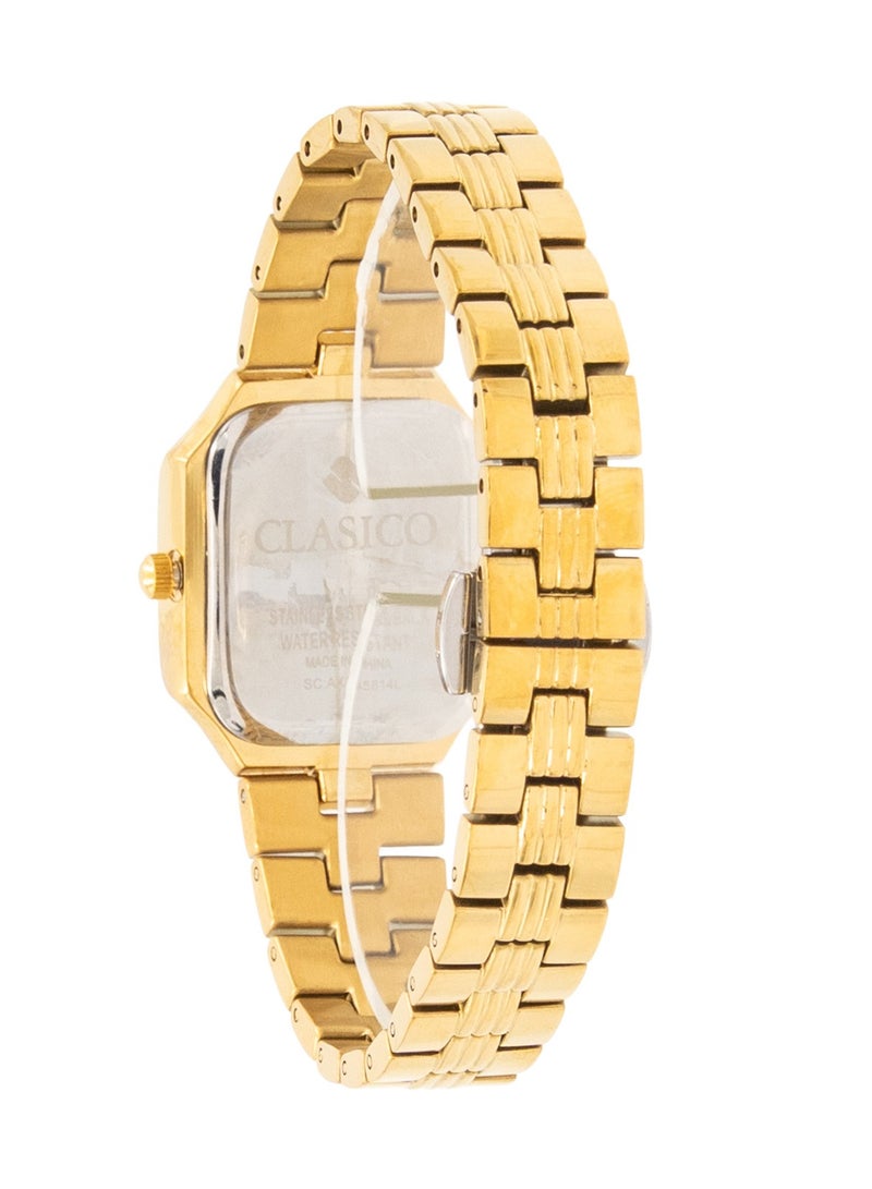 Clasico Eleganza Women Premium Analog Watch 30mm – Gold – Crystal Studded Bezel  - Image 3