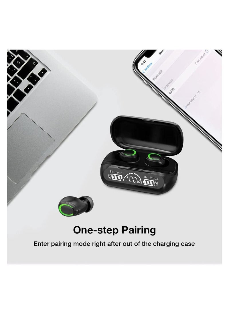 URSMART Wireless Earbuds Bluetooth 5.2 Earphones with Mic in-Ear Headphones IP5 Waterproof Stereo Sound LCD Display for Sports Running Working  - Image 3