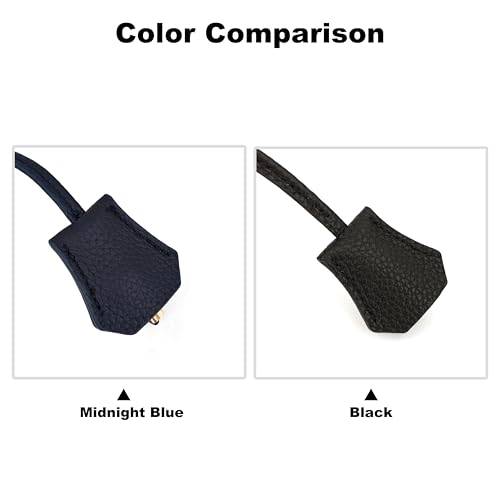 M-ioi-M MioiM Genuine Leather Key Clochette Bag Charms Bell Shaped Key Holder Purse Pendant Ornament Deco Keychain Accessories Replacement for Luxury Designer HandbagsMidnight Blue light gold padlock - Image 3