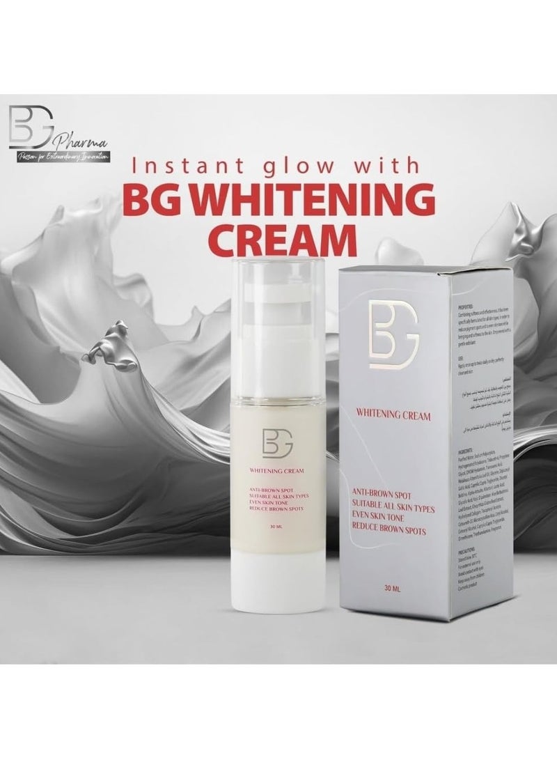 BG Whitening Cream – Brightening & Even Tone Face Cream – Lightweight Daily Moisturizer for Radiant & Smooth Skin – Suitable for All Skin Types – 30ml - Image 3