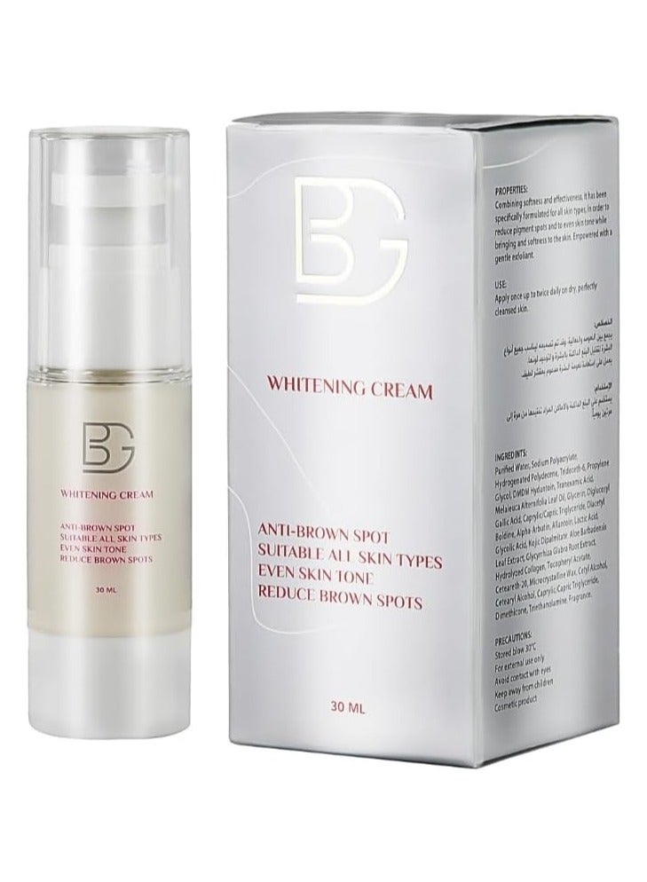 BG Whitening Cream – Brightening & Even Tone Face Cream – Lightweight Daily Moisturizer for Radiant & Smooth Skin – Suitable for All Skin Types – 30ml - Image 1