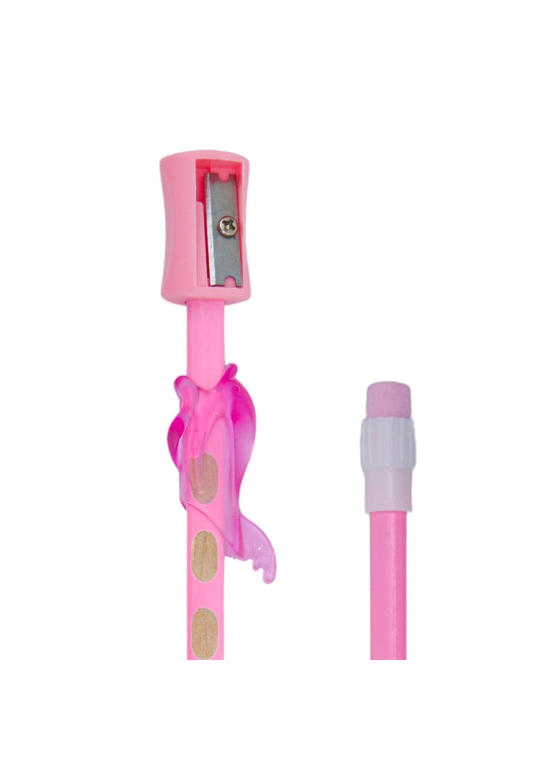 GETHOME - Gethome Dongdong 12 Pcs Unique Pencils with Top Erasers 1 Hand Grip and 1 Sharpner School Stationery Set for Kids Writing Drawing Sketching Pack Of 2 - Image 1