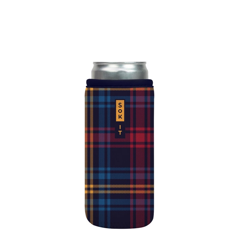 Sok It Can Sok Sleeve for Beer & Soda Insulated Neoprene Cover (Tartan Royale  12oz Slim Can Sleeve) - Image 1