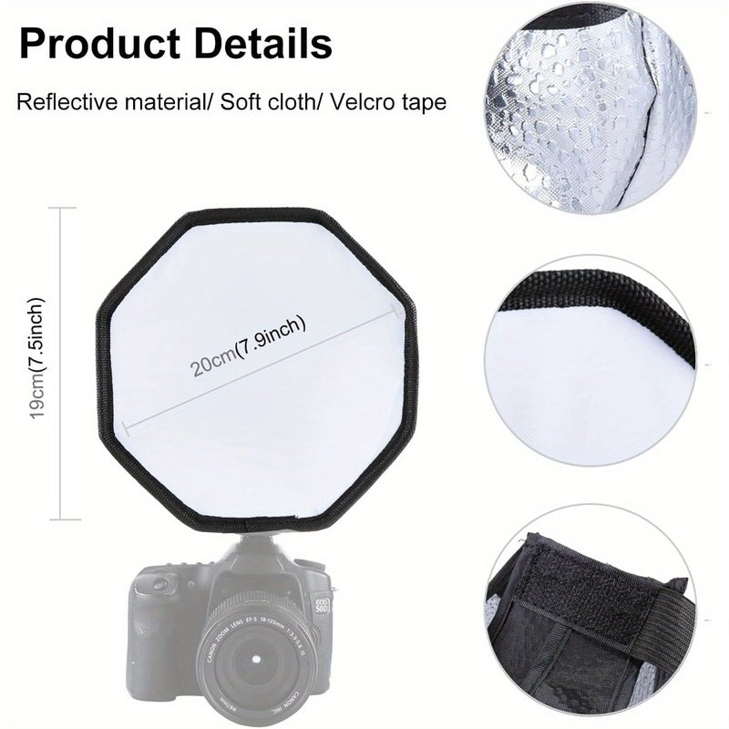 Octagonal Soft White Light Cover Softbox For Flash Photography 8 Inch With Carry Bag - Image 3
