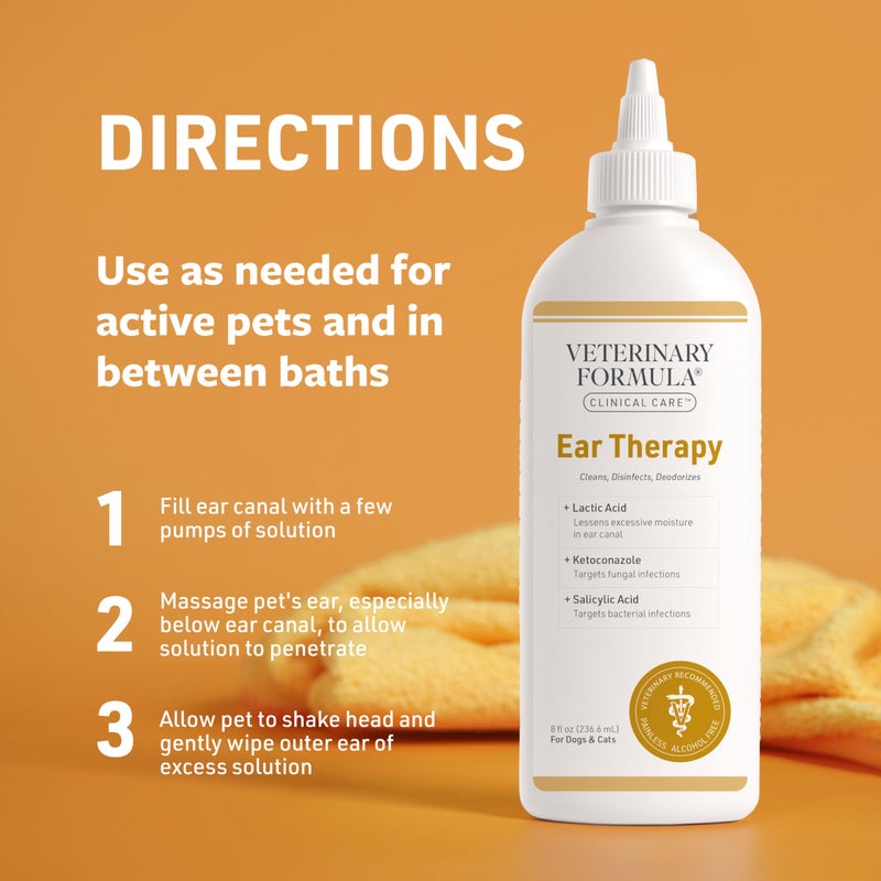 Veterinary Formula Clinical Care Ear Therapy, 8 oz. â€“ Cat and Dog Ear Cleaner â€“ Helps Soothe Itchiness and Clean The Ear Canal of Debris and Buildup - Image 4