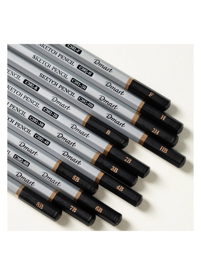 Dmast 12-Piece Sketch Pencil Set In Metal Tin Box - Image 4