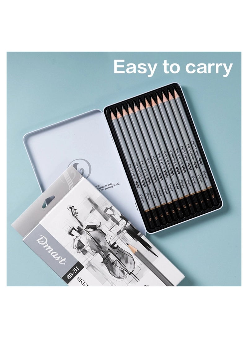 Dmast 12-Piece Sketch Pencil Set In Metal Tin Box - Image 3