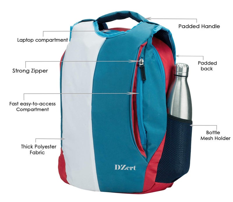 DZert Clasy Reguler Laptop Backpack College Bag for Boys Girls 21 L Blue White - Image 2