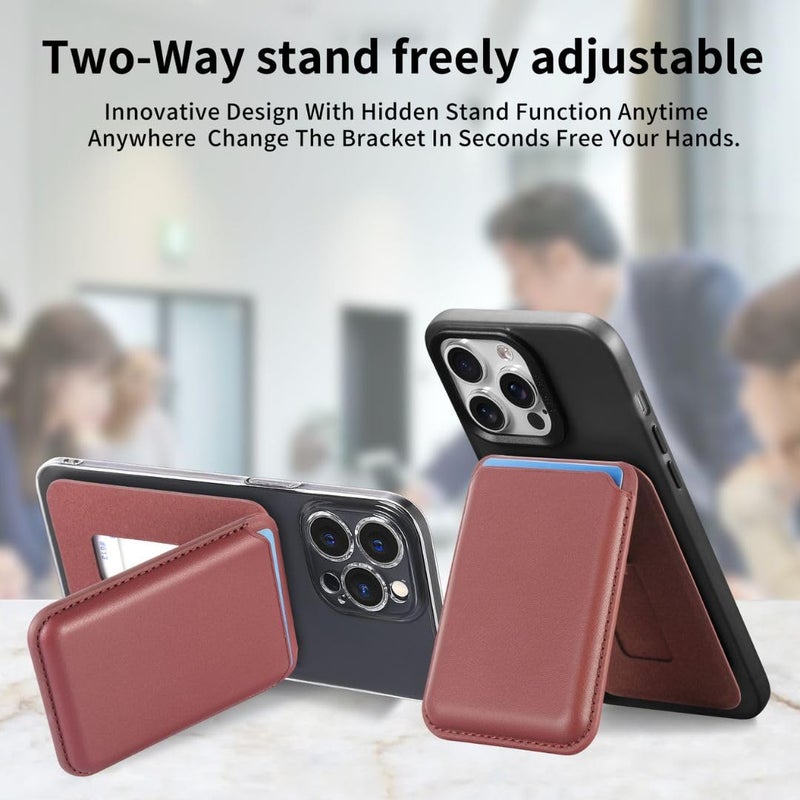 Bracevor Wallet Card Holder case Pouch with Stand for All Smartphones : Red (3M Adhesive Tape, PU Leather) - Image 5