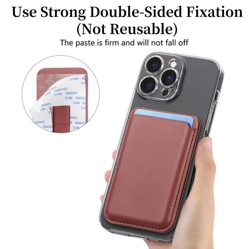Bracevor Wallet Card Holder case Pouch with Stand for All Smartphones : Red (3M Adhesive Tape, PU Leather) - Image 3