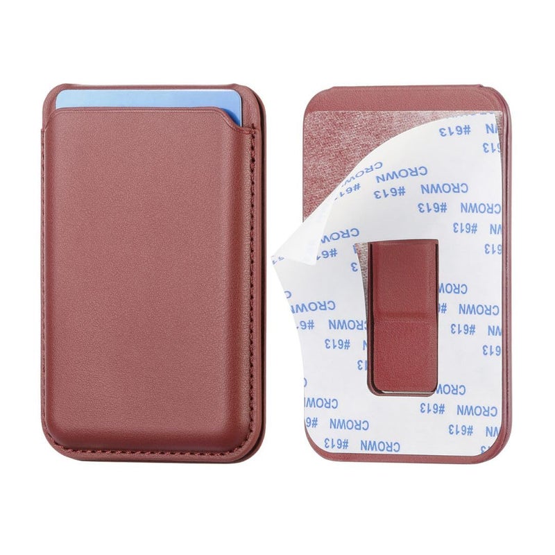 Bracevor Wallet Card Holder case Pouch with Stand for All Smartphones : Red (3M Adhesive Tape, PU Leather) - Image 2