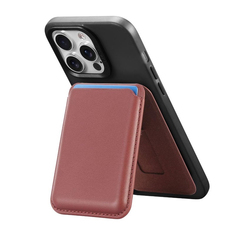 Bracevor Wallet Card Holder case Pouch with Stand for All Smartphones : Red (3M Adhesive Tape, PU Leather) - Image 1