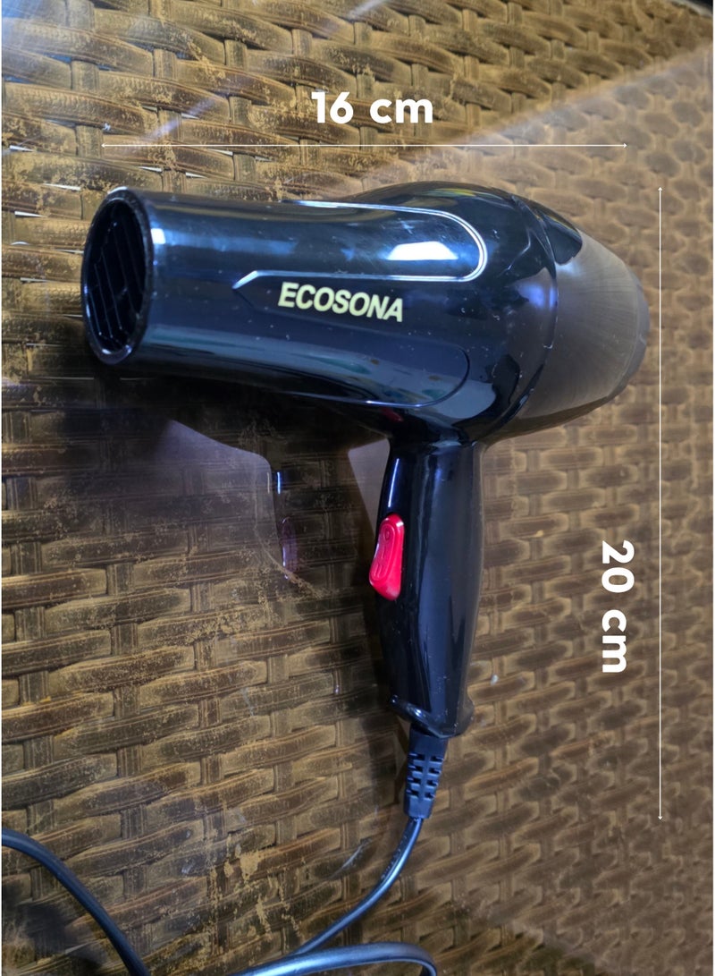 ECOSONA Hair Dryer - 2-Speed setting &  1200W, Cool Shot Function For Frizz Free Shine Detachable Cap- | black - Image 4