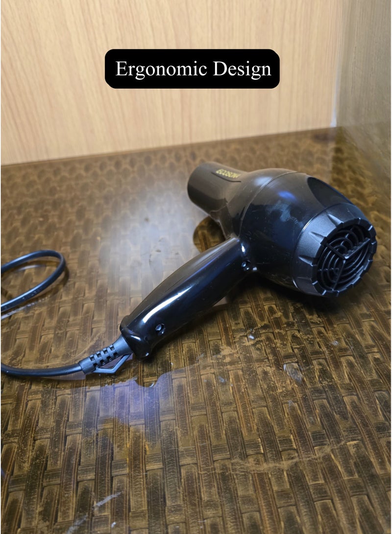 ECOSONA Hair Dryer - 2-Speed setting &  1200W, Cool Shot Function For Frizz Free Shine Detachable Cap- | black - Image 3