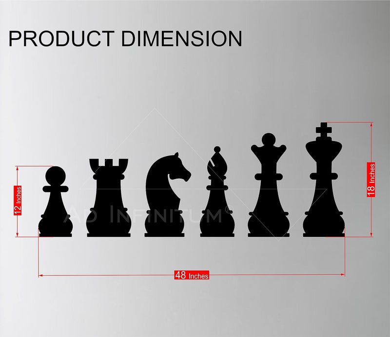 AD INFINITUM® Wooden Wall Art Hanging | Black Designed Wooden Decor Sculptures | Black Wall Art Decoration for Contemporary Home, Bedroom, Living Room, Office etc. (Chess Pieces, Set of 6) - Image 4