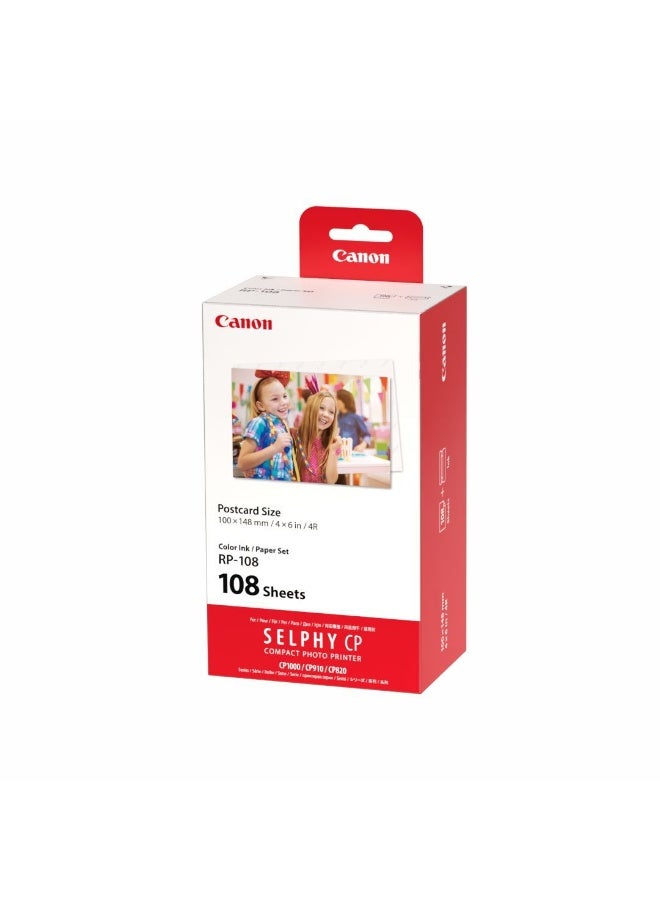 Canon High-Capacity Colour Ink And Paper Set 108 Sheets White compatible with canon SELPHY (CP1500 & CP1300 & CP1000) - Image 2