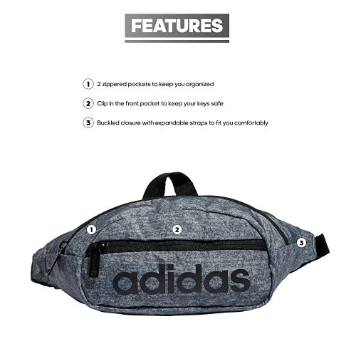 Adidas حقيبة خصر أديداس الأساسية، رمادي أونيكس/أسود، مقاس واحد - Image 2
