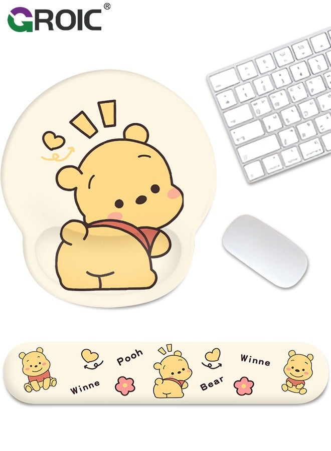 GROIC Winnie the Pooh Keyboard Wrist Rest Pad, Wrist Support for Keyboard, Cute Memory Foam Mouse Pad with Wrist Support and Keyboard Pad for Office, Gaming  - Image 1
