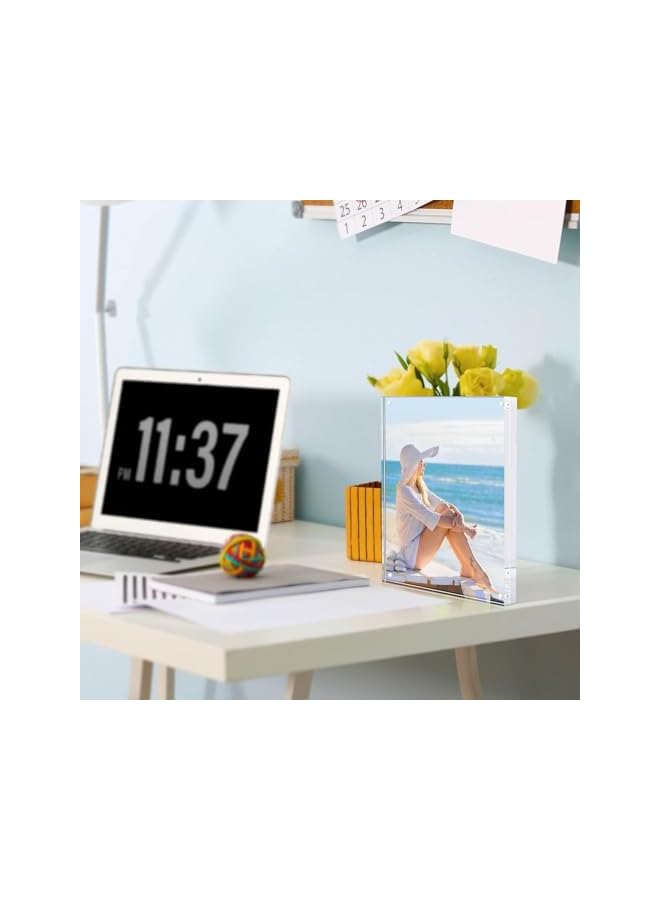 The Bros Acrylic Picture Frame 4 x 6, 1 Set Premium 4 x 6 Magnetic Picture Frame, Thicker Clear Picture Frame, 4 x 6 Picture Frames Magnetic Photo Frame Self Standing Double Sided Frame Gift Ideal - Image 4