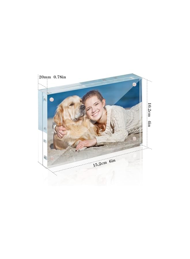 The Bros Acrylic Picture Frame 4 x 6, 1 Set Premium 4 x 6 Magnetic Picture Frame, Thicker Clear Picture Frame, 4 x 6 Picture Frames Magnetic Photo Frame Self Standing Double Sided Frame Gift Ideal - Image 2