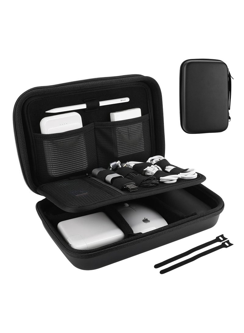 erorex Hard Travel Electronic Organizer Case for Power Adapter Chargers Cables Power Bank Magic Mouse Pencil Usb Flash Disk Sd Card Small Portable Accessories Bag Black - Image 1