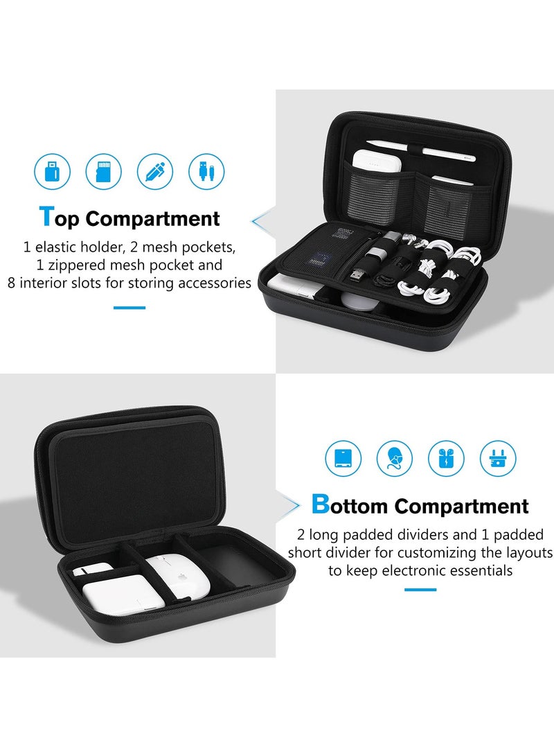 erorex Hard Travel Electronic Organizer Case for Power Adapter Chargers Cables Power Bank Magic Mouse Pencil Usb Flash Disk Sd Card Small Portable Accessories Bag Black - Image 2