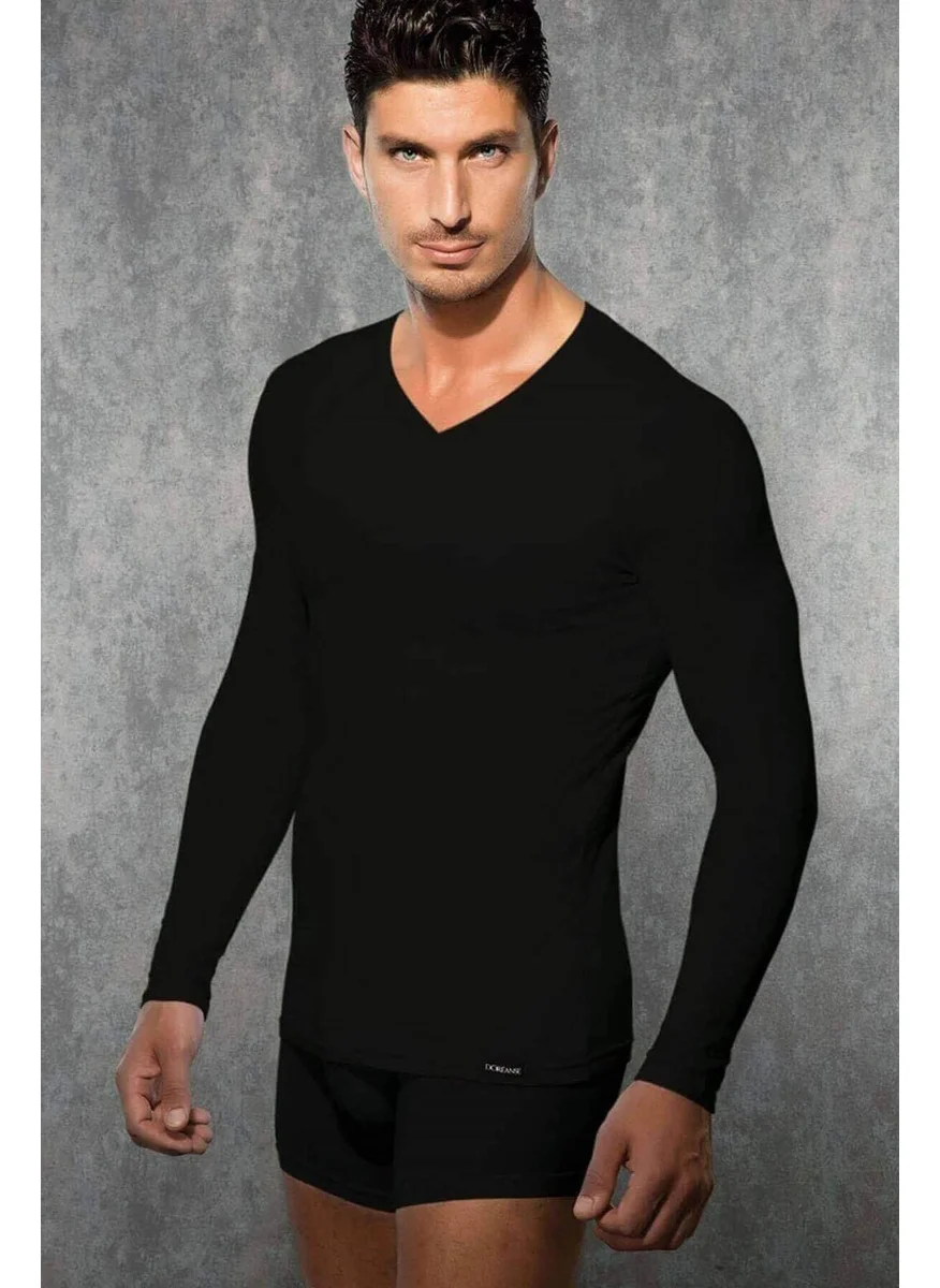 Doreanse 2985 Men's Double Effect Extra Viloft Thermal Long Sleeve V-Neck Underwear T-shirt