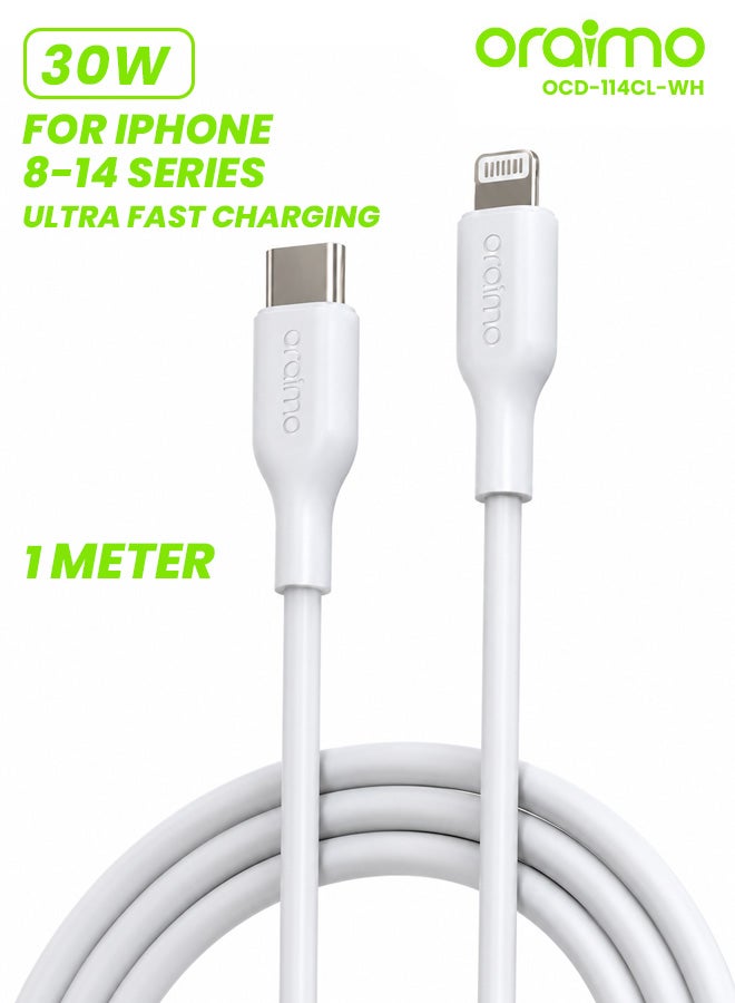 أورايمو كابل RobustLine 30W من نوع C إلى لايتنينغ | 3A، 1M - Image 1