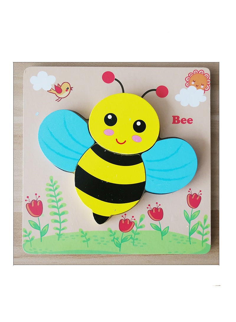 Children's Educational Wooden Cartoon Bee Jigsaw Puzzles Suitable Gift Bag Pack - Image 1