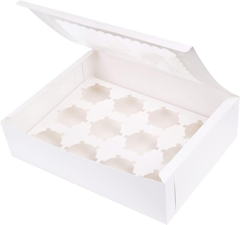 Red Dot Gift REDDOTGIFT® 12-Pack 12 Cavities Cupcake Box with Inserts Cupcake Containers Bakery Cake Carriers (White) - Image 1