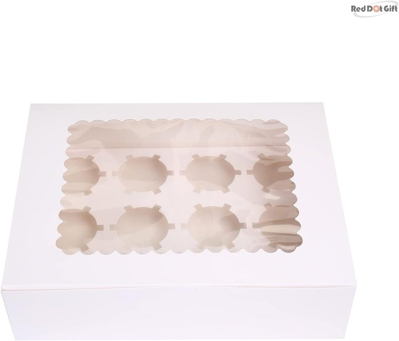 Red Dot Gift REDDOTGIFT® 12-Pack 12 Cavities Cupcake Box with Inserts Cupcake Containers Bakery Cake Carriers (White) - Image 4