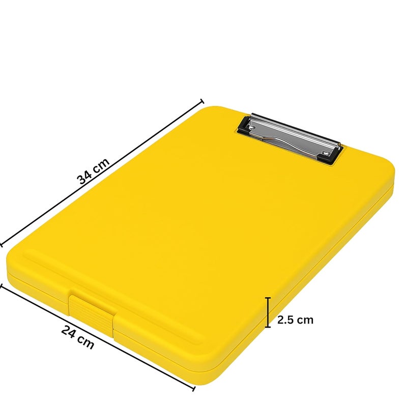 sps Exampad A4 Plastic Clipboard with Built-in Storage and Pen Holder - Ideal for School, Office, Travel - Perfect for Students and Professionals, School and Office - Yellow - Image 3