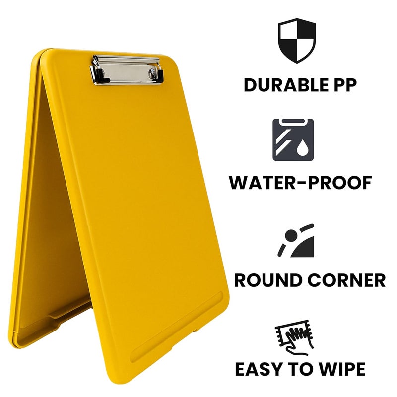 sps Exampad A4 Plastic Clipboard with Built-in Storage and Pen Holder - Ideal for School, Office, Travel - Perfect for Students and Professionals, School and Office - Yellow - Image 5