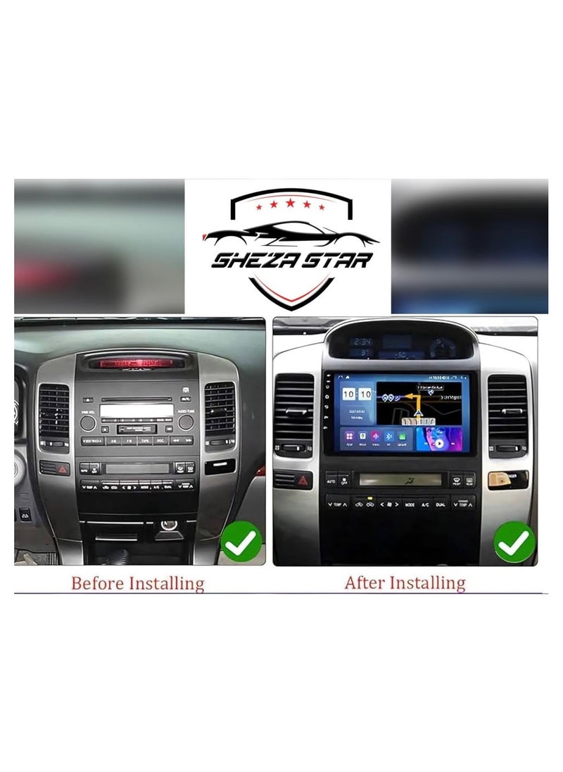 SHEZA STAR Android Car Stereo for Toyota Prado 2004-2009 4GB RAM 64GB ROM Support Carplay, Mirror Link Wi-Fi BT, Radio GPS Navigation, 9 Inch IPS Touch Screen with AHD Camera Included  - Image 2