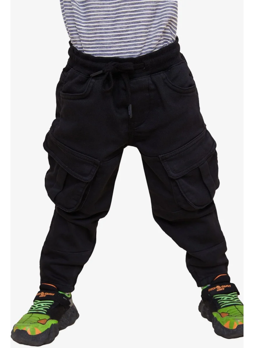 Breeze Girls & Boys Boy's Trousers with Cargo Pocket Elastic Waist 3-7 Years, Black