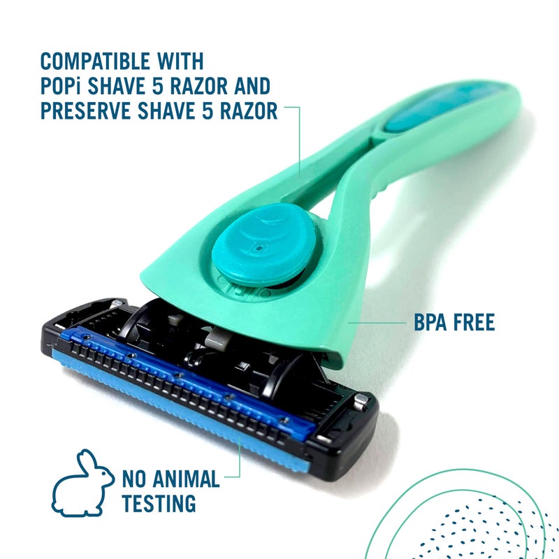 Preserve Shave 5 Five Blade Refillable Razor, Made from Recycled Materials, Navy Blue - Image 2