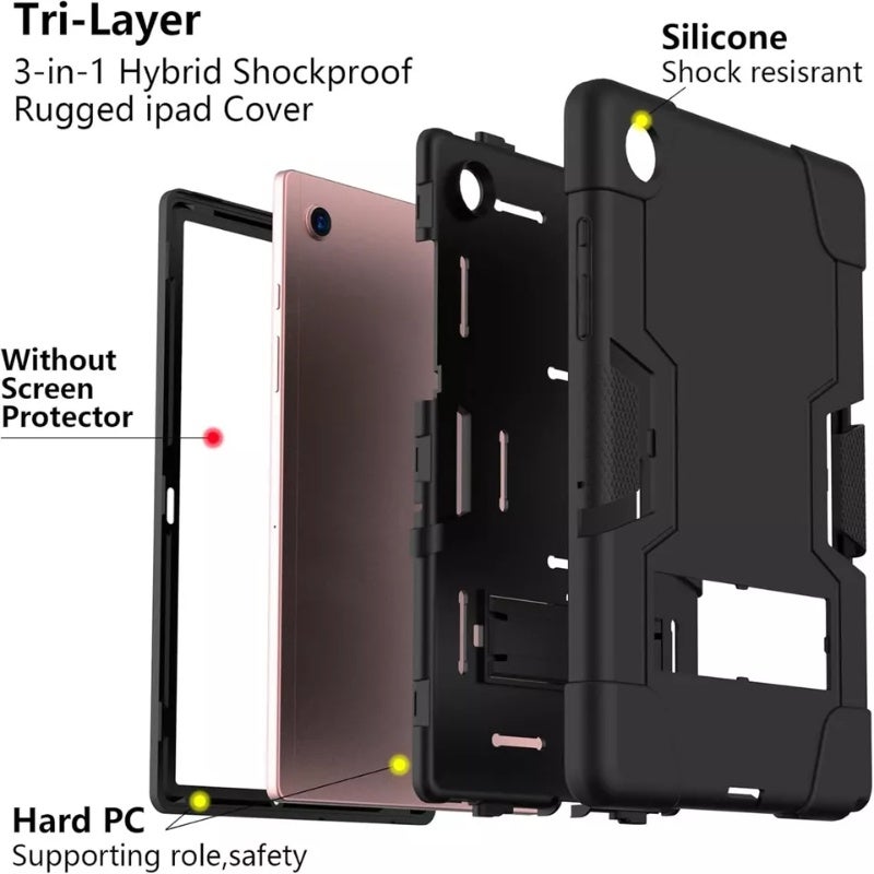 Samsung Galaxy Tab A9 Plus 3-in-1 shock bracket protective case, contrasting silicone anti-drop protective case A9plus armor tablet protective case - Image 2