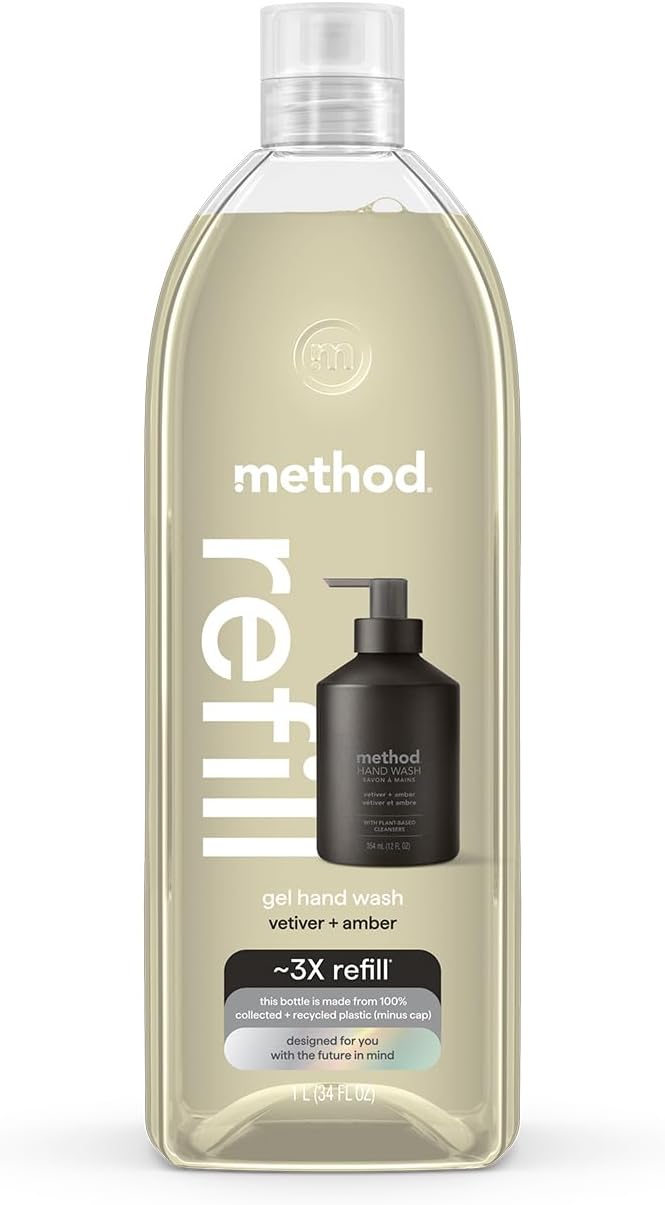 Method Gel Hand Soap Refill Vetiver  Amber Biodegradable Formula 34 Fl Oz Pack of 1 Packaging May Vary