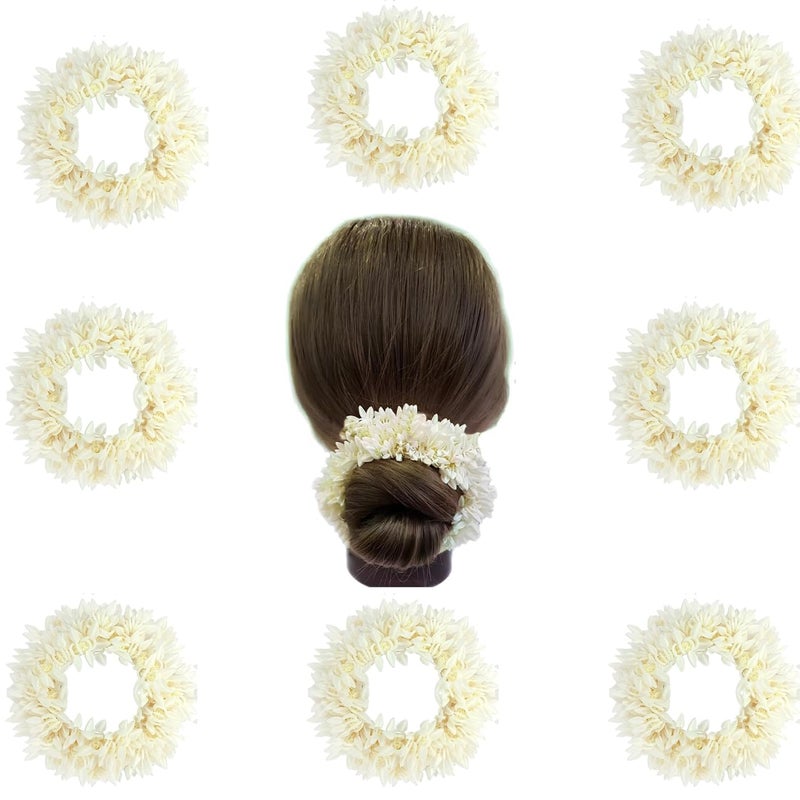 Kailash Creation Artificial Mogra Gajra for Hair Bun & Braids | Scented Jasmine Flower Hair Accessory | Reusable Traditional Bridal Gajra for Women & Girls (Pack of 8) - Image 1