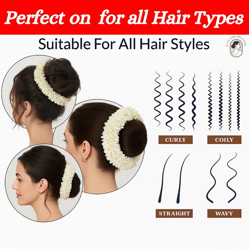 Kailash Creation Artificial Mogra Gajra for Hair Bun & Braids | Scented Jasmine Flower Hair Accessory | Reusable Traditional Bridal Gajra for Women & Girls (Pack of 8) - Image 4