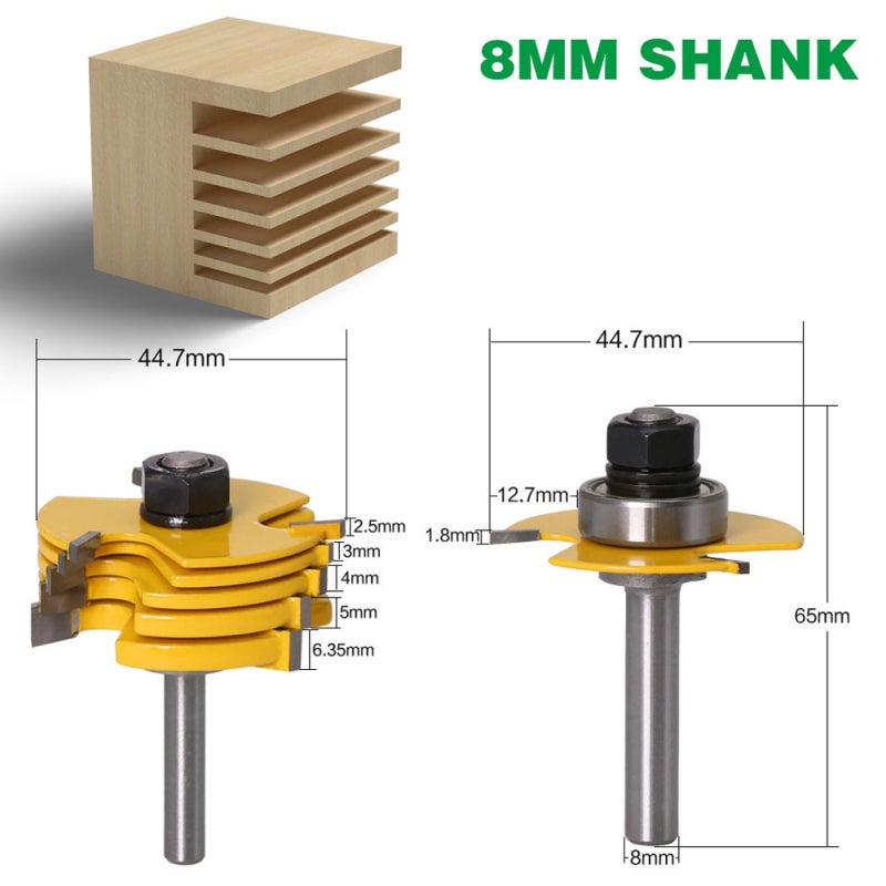 Adjustable Router 8mm Shank Industrial Grade Alloy Material Slot Cutter - Easy Adjustment 6 Different Size 3-Wing Grooving Tool for Professional Woodworkers and Hobbyists - Image 2