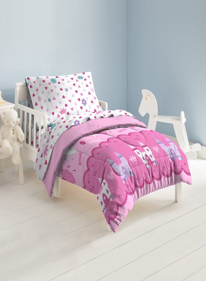 dream FACTORY Magical Princess 4 Piece Bedding Set, Toddler, Pink,2A74630JMU - Image 1
