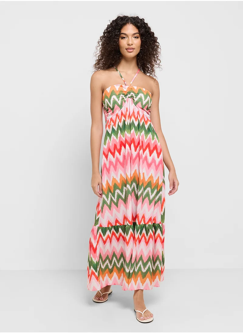 جينجر Chevron Halter Maxi Dress